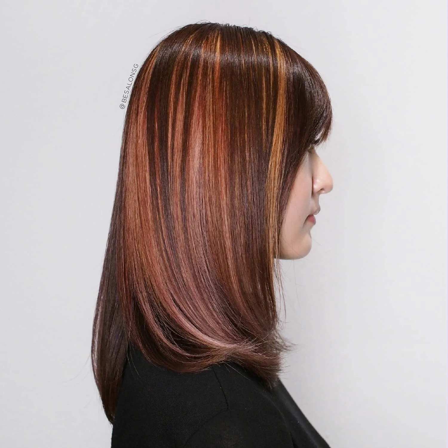 Peek-A-Boo Highlights
This citrus and berries peek-a-boo highlights is designed by our Leading Stylist, Chester Soh. It is perfect for the office ladies who wants to add a little creativity and fun to their hair but still be office-appropriate. Transform a classic haircut into a unique hairstyle just by adding a hint of your favourite shades with peek-a-boo highlights technique.   